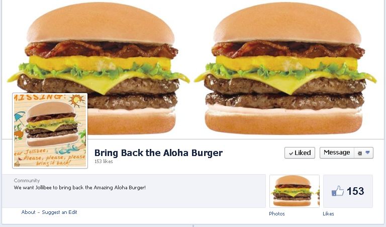 Bring Back the Aloha Burger movement on Facebook