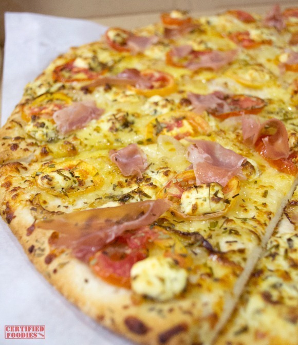 Yellow Cab's Mrs. Hudson's Pizza with prosciutto and herbed boursin cheese[2]