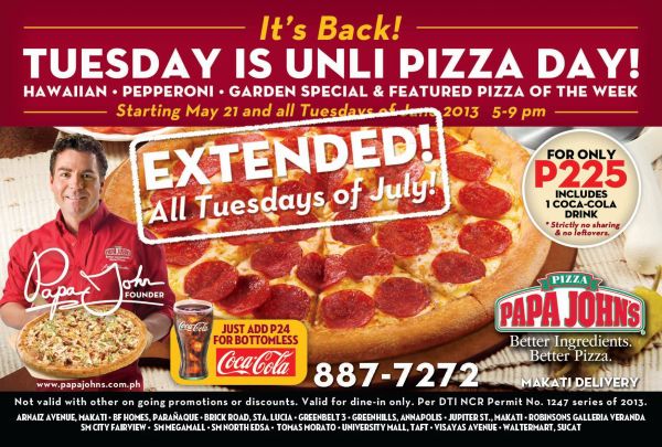Papa John's Unli Pizza Day - Extended until July 2013