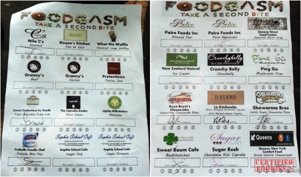 Scorecards at Foodgasm 2