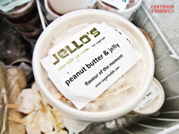 Sugarleaf Jello's Coco Kefir Ice Cream, Peanut Butter and Jelly flavor