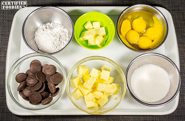 Ingredients for Chocolate Lava Cake or Molten Chocolate Cake