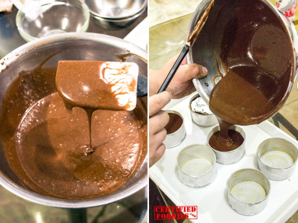 Pour the chocolate mixture into the ramekins