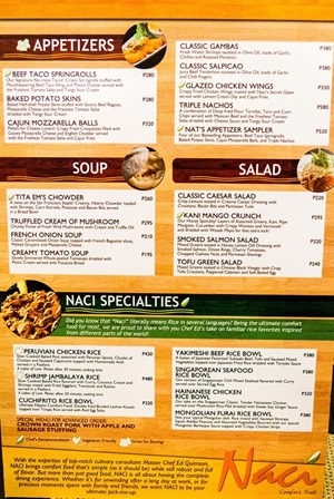 NACI Comfort Food menu - page 2