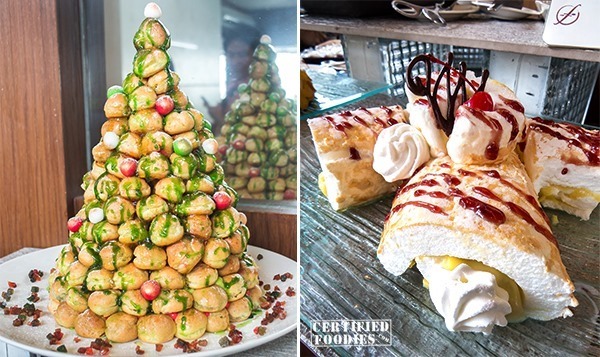 Profiteroles tower and Brazo Mercedes from F Restaurant's buffet at F1 Hotel