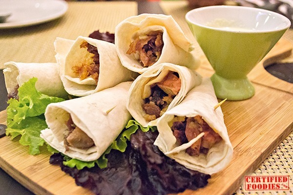 Sisig Foie Gras Wrap with Green Mango Sauce from NACI Comfort Food