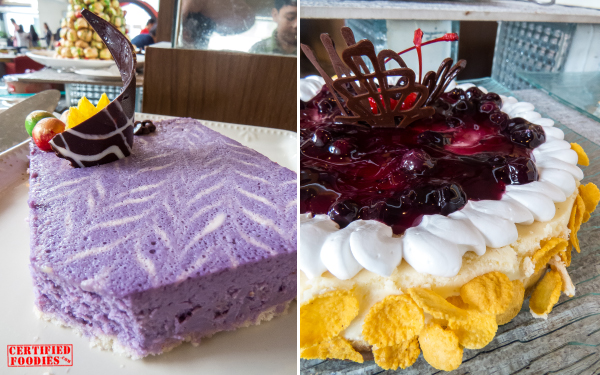 Ube Cake and a Blueberry Cheesecake probably