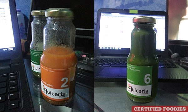 Sipping my Juiceria Cleanse juices while working