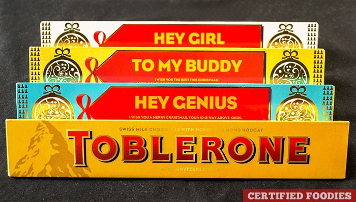 Toblerone limited edition Christmas bars that you can personalize