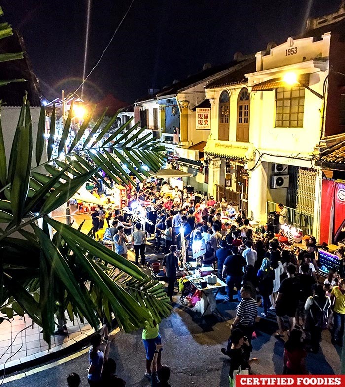 Jonker Street at night in Melaka, Malaysia