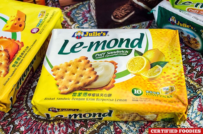 Julie's Biscuits Le-mond puff sandwiches in Lemon flavor