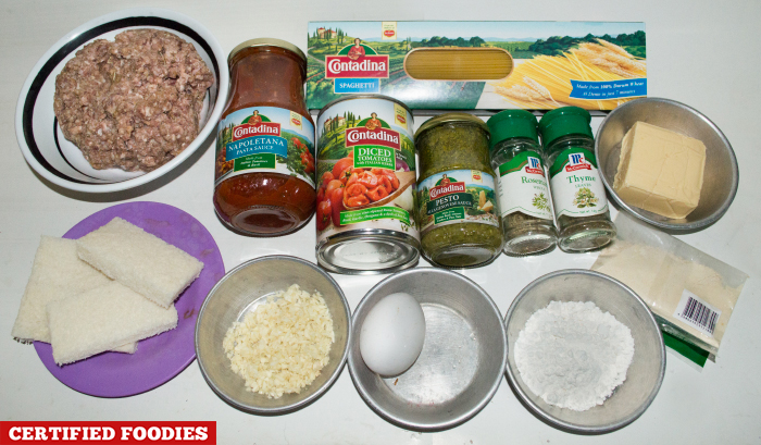 Contadina Ingredients for Spaghetti with Meatballs Recipe